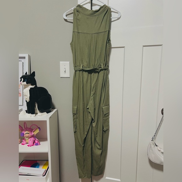 Monteau Olive Green Jumpsuit with Tie Belt - Picture 5 of 5